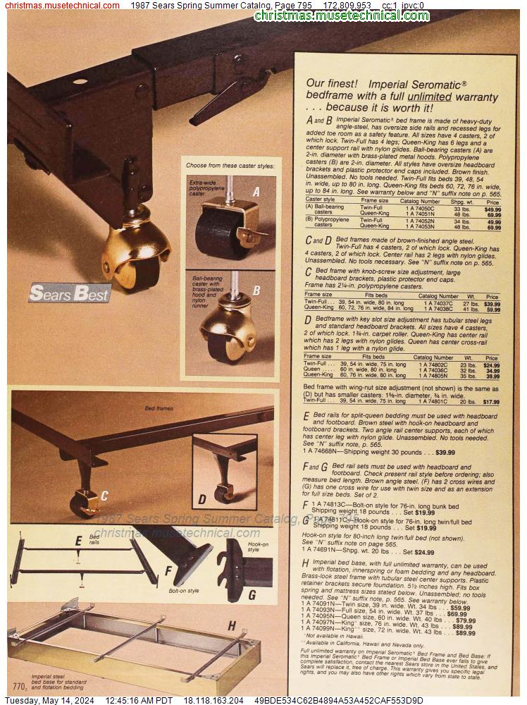 1987 Sears Spring Summer Catalog, Page 795