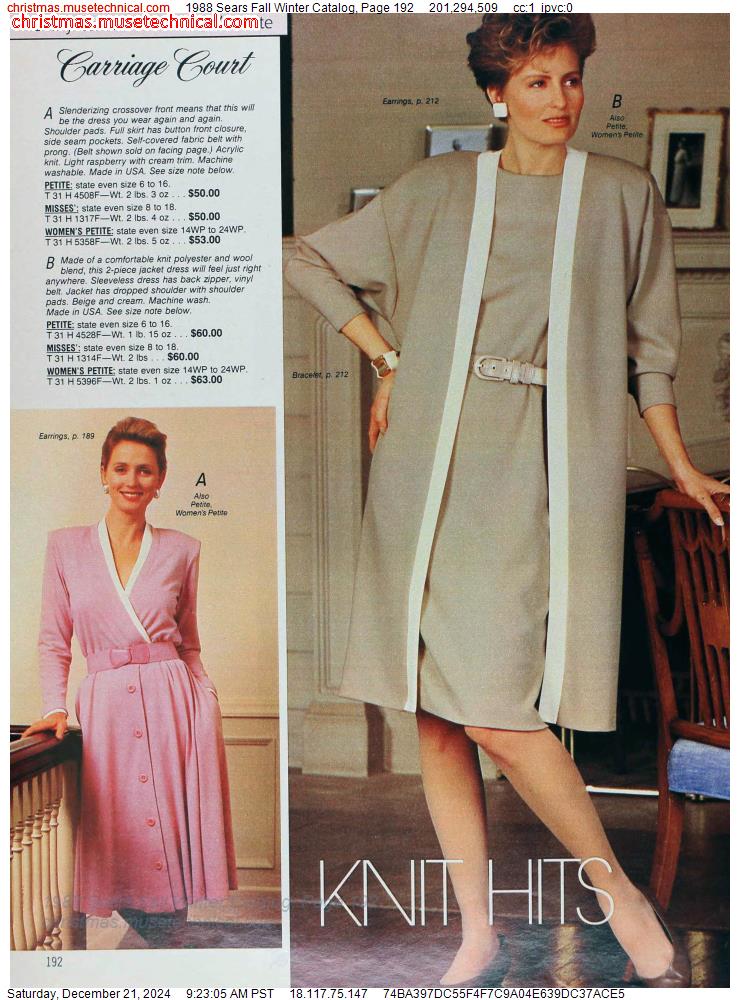 1988 Sears Fall Winter Catalog, Page 192