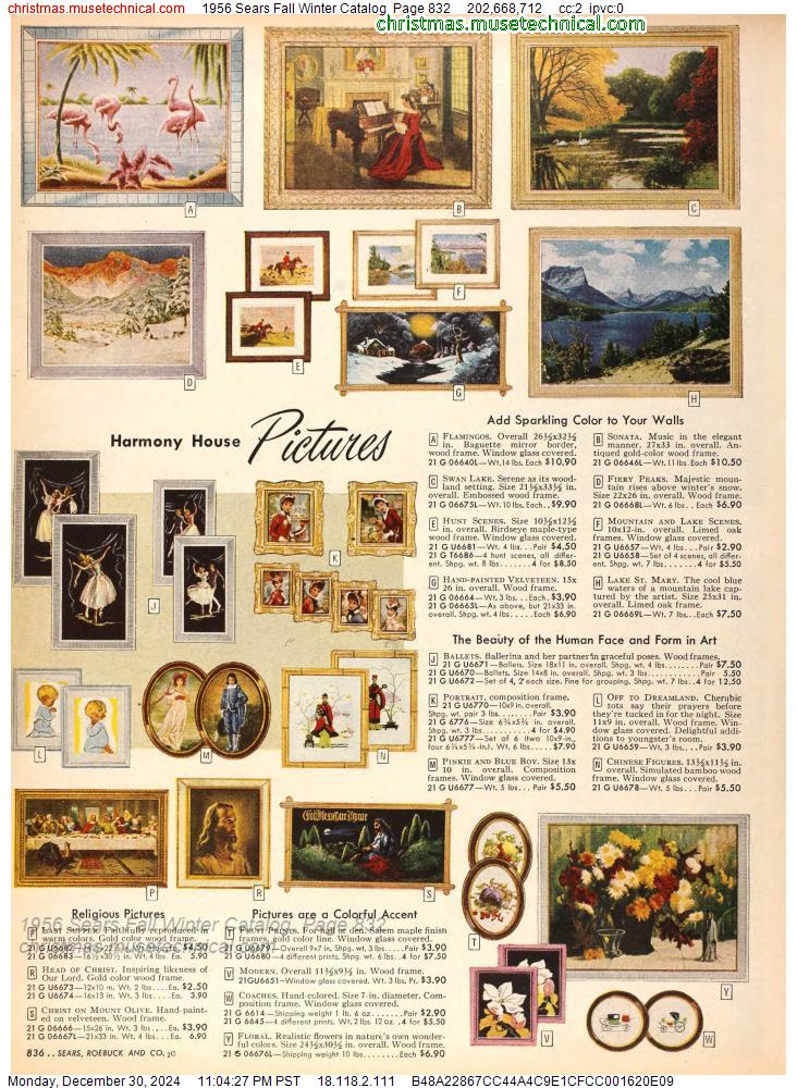 1956 Sears Fall Winter Catalog, Page 832