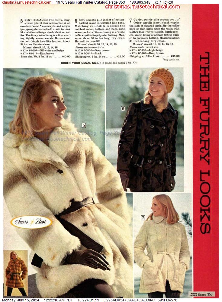 1970 Sears Fall Winter Catalog, Page 353