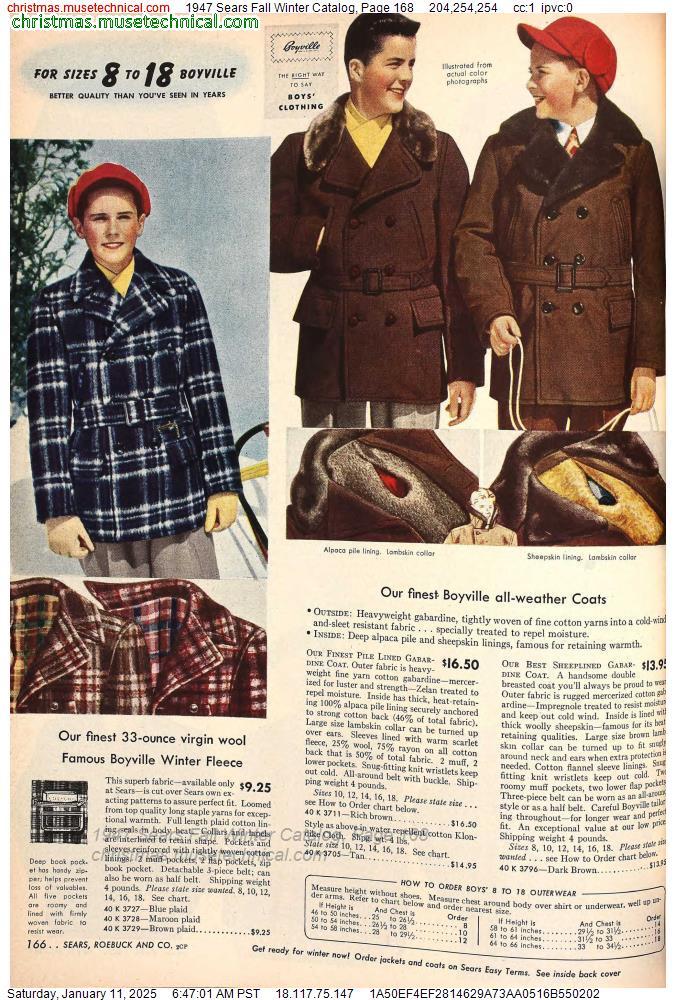 1947 Sears Fall Winter Catalog, Page 168