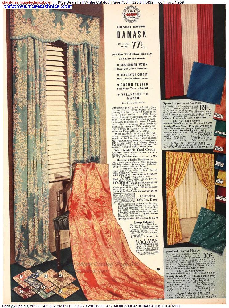 1939 Sears Fall Winter Catalog, Page 730