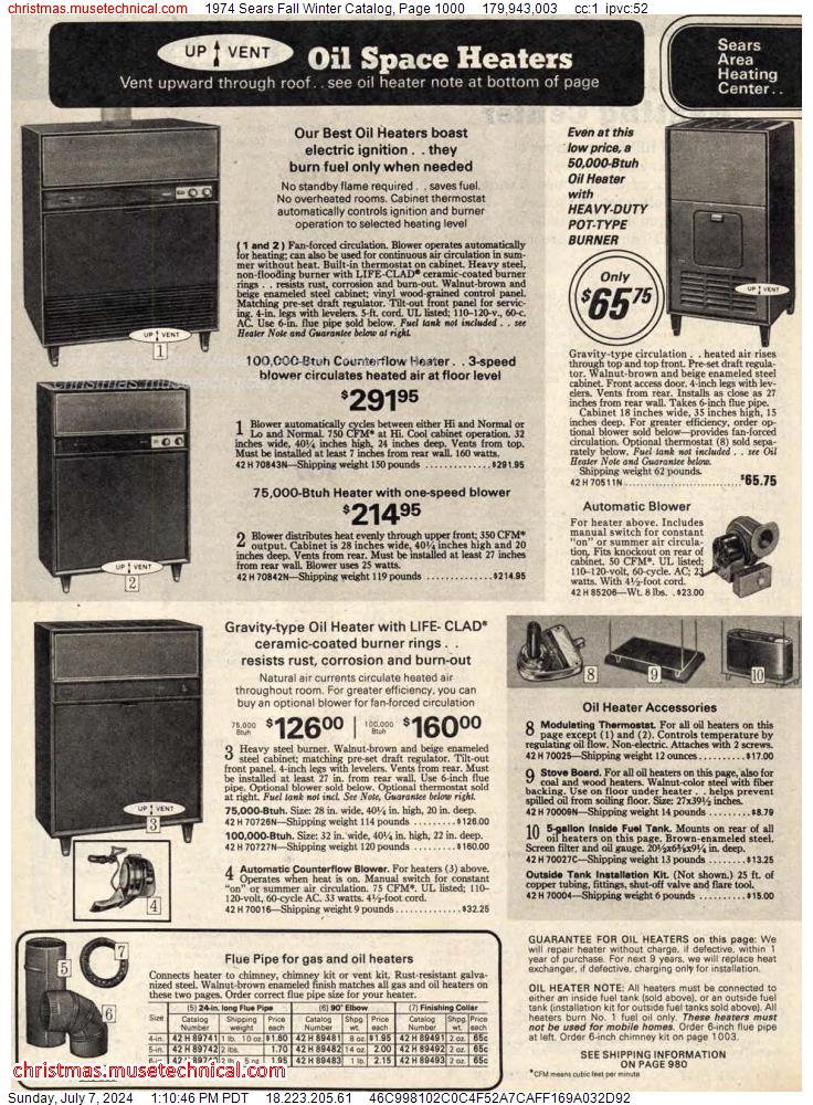 1974 Sears Fall Winter Catalog, Page 1000