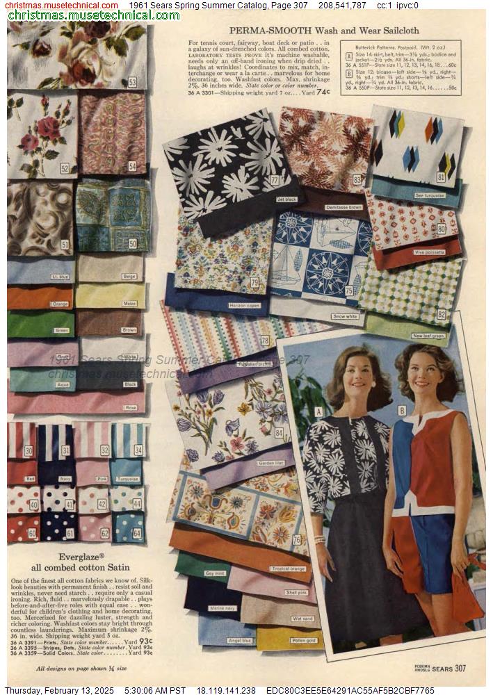 1961 Sears Spring Summer Catalog, Page 307