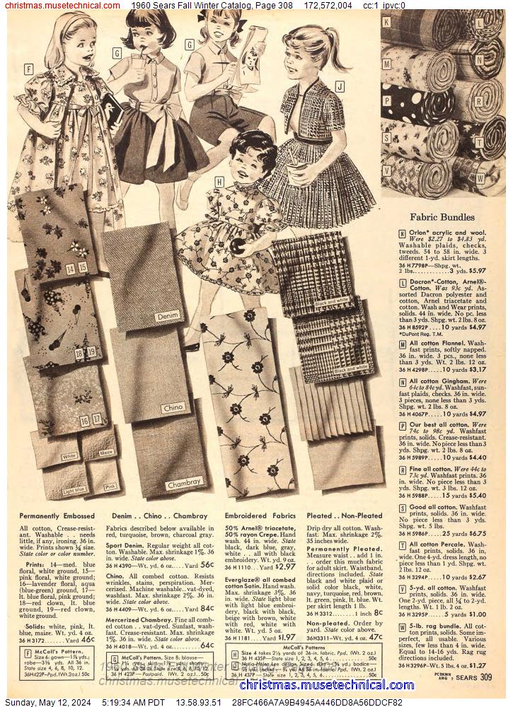 1960 Sears Fall Winter Catalog, Page 308