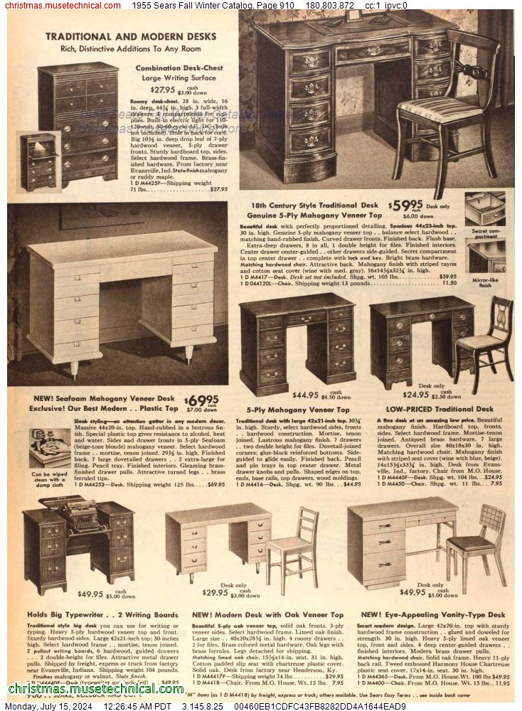 1955 Sears Fall Winter Catalog, Page 910