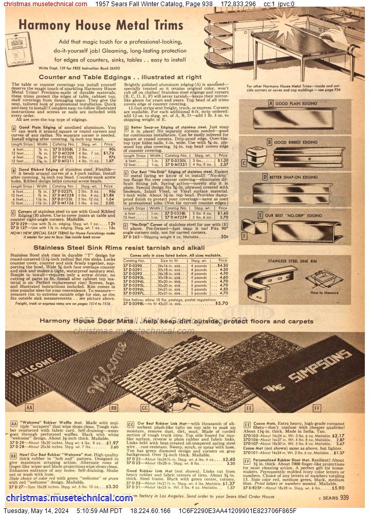 1957 Sears Fall Winter Catalog, Page 938