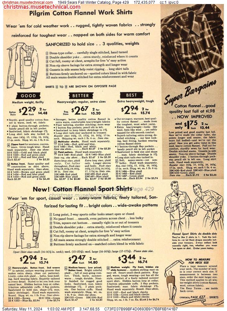 1949 Sears Fall Winter Catalog, Page 429