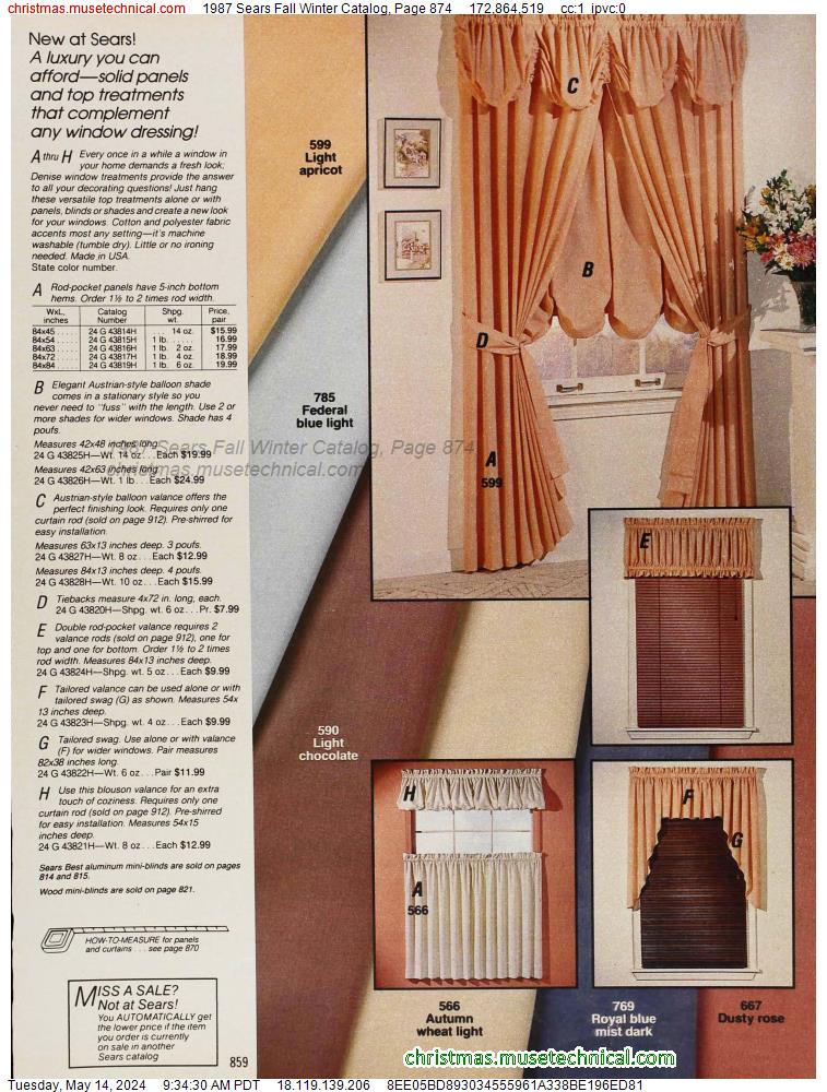 1987 Sears Fall Winter Catalog, Page 874
