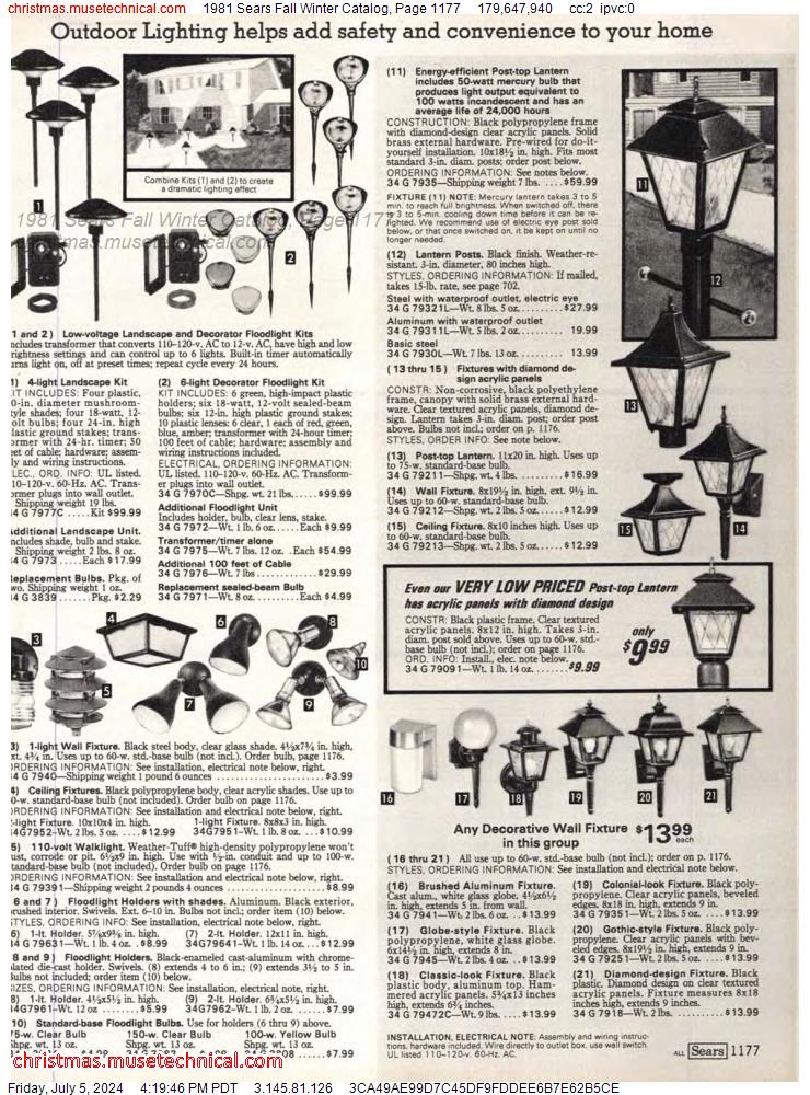 1981 Sears Fall Winter Catalog, Page 1177