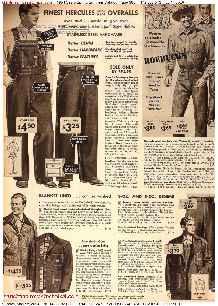 1951 Sears Spring Summer Catalog, Page 385