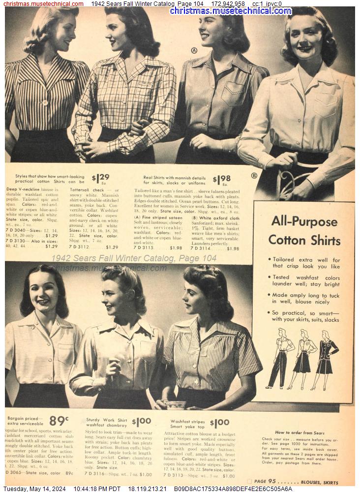 1942 Sears Fall Winter Catalog, Page 104