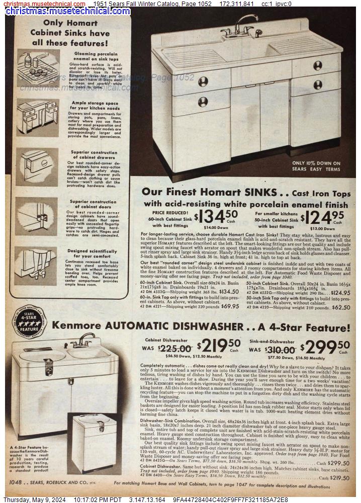 1951 Sears Fall Winter Catalog, Page 1052