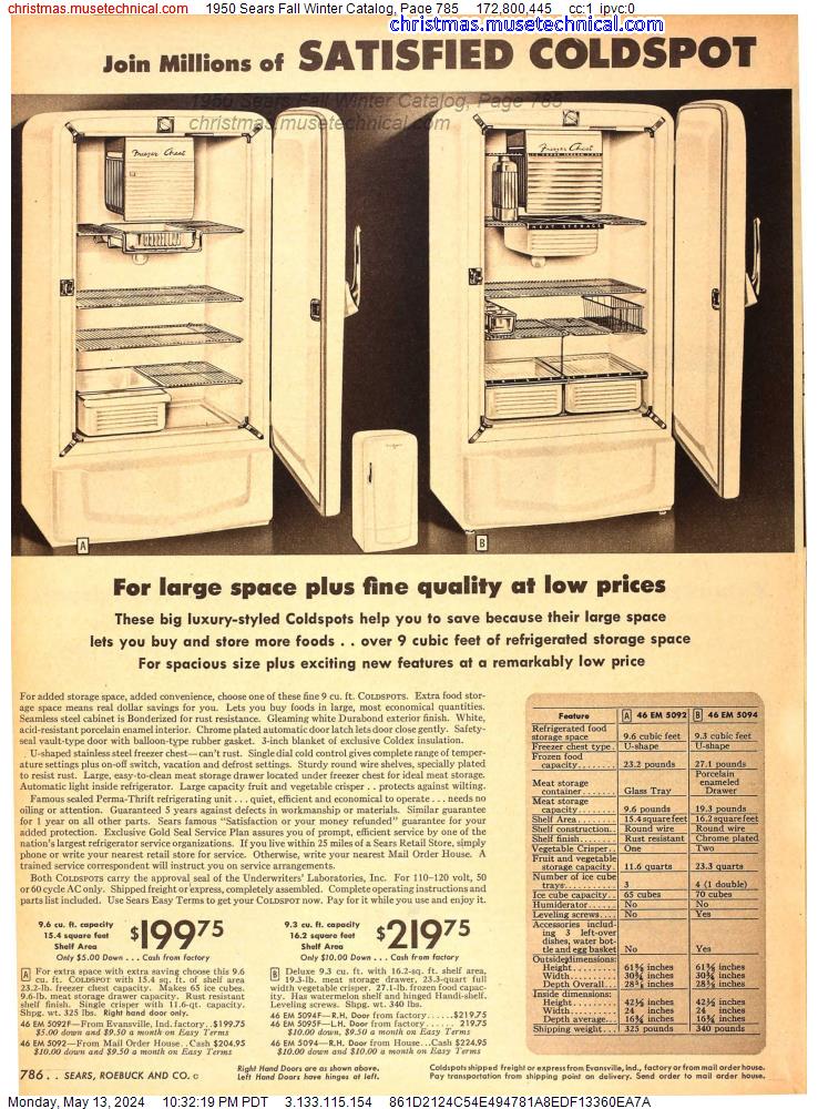 1950 Sears Fall Winter Catalog, Page 785