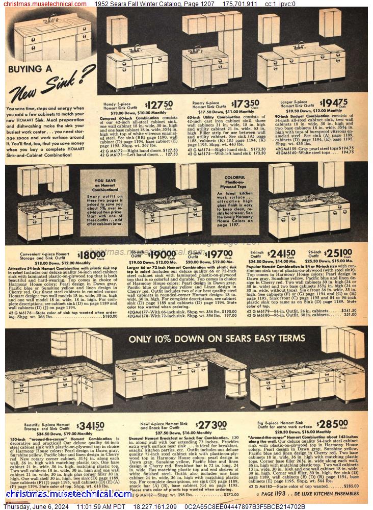 1952 Sears Fall Winter Catalog, Page 1207