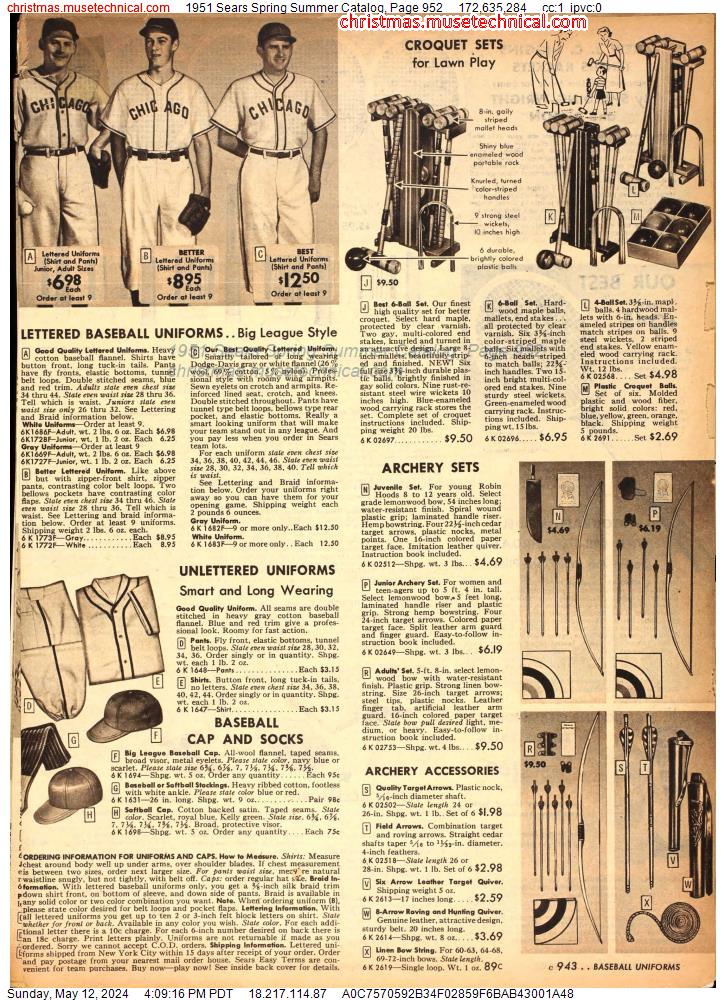 1951 Sears Spring Summer Catalog, Page 952