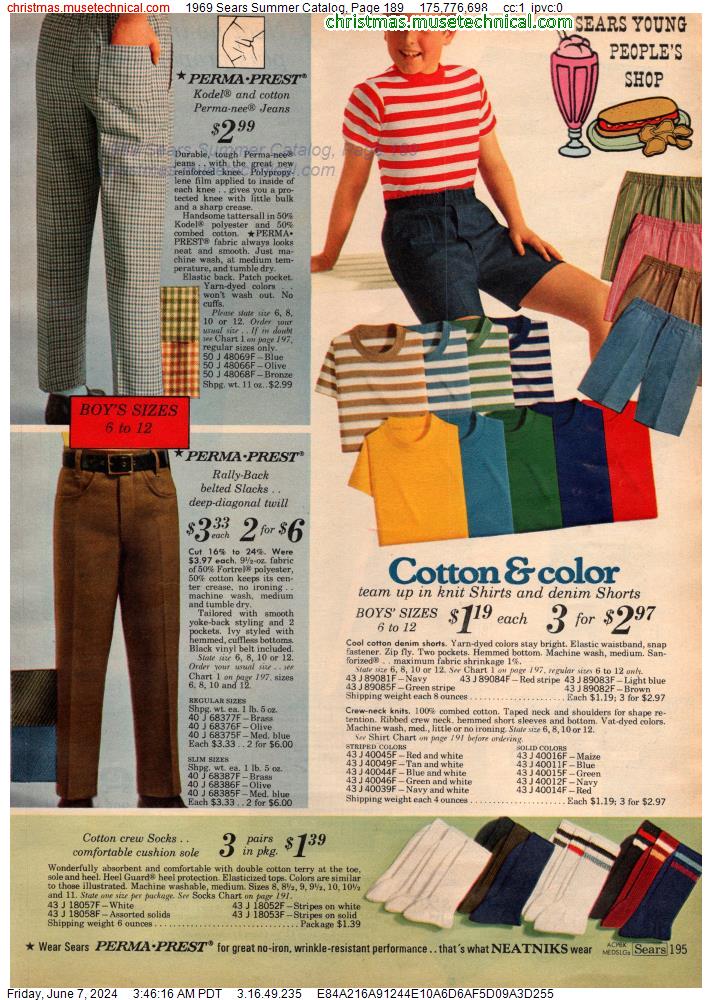 1969 Sears Summer Catalog, Page 189