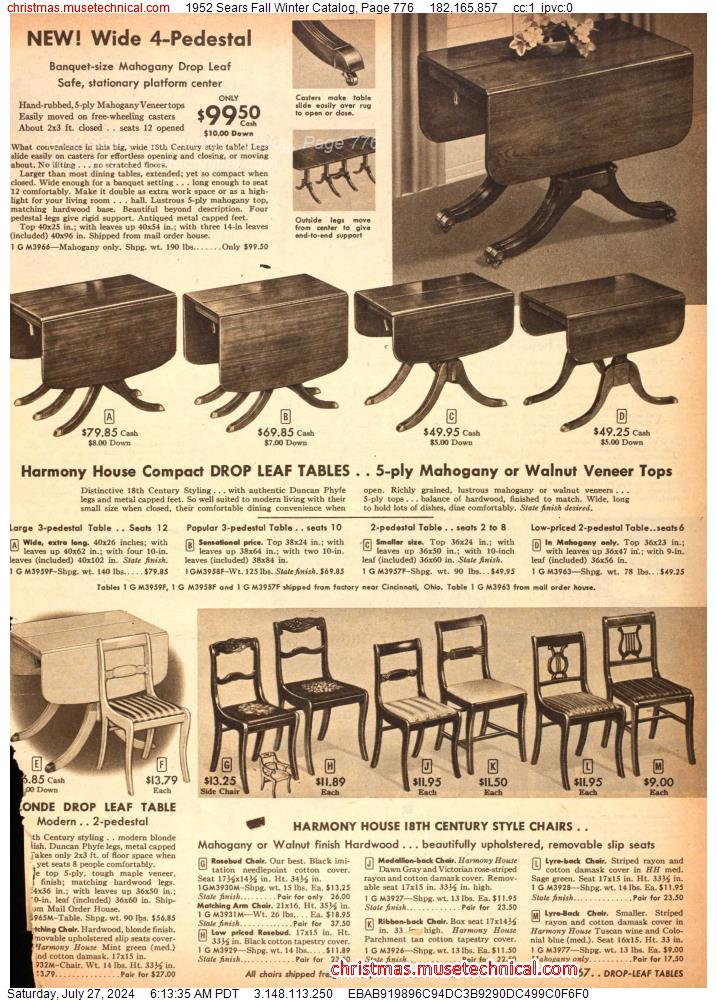 1952 Sears Fall Winter Catalog, Page 776