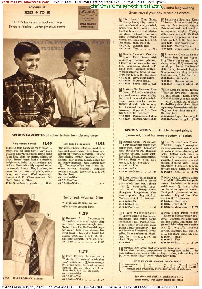 1948 Sears Fall Winter Catalog, Page 124