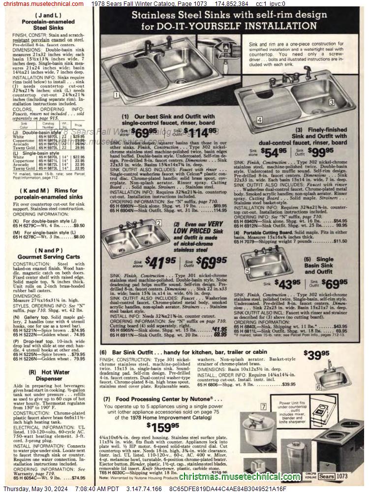 1978 Sears Fall Winter Catalog, Page 1073