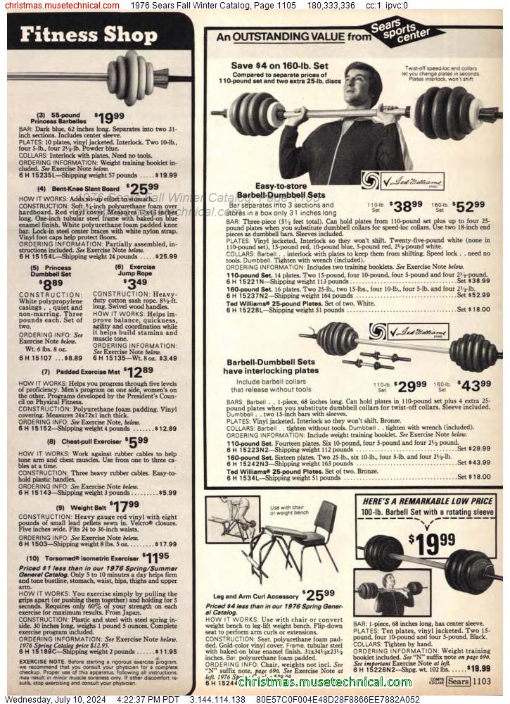 1976 Sears Fall Winter Catalog, Page 1105