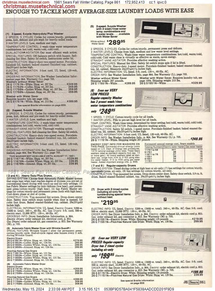 1981 Sears Fall Winter Catalog, Page 861