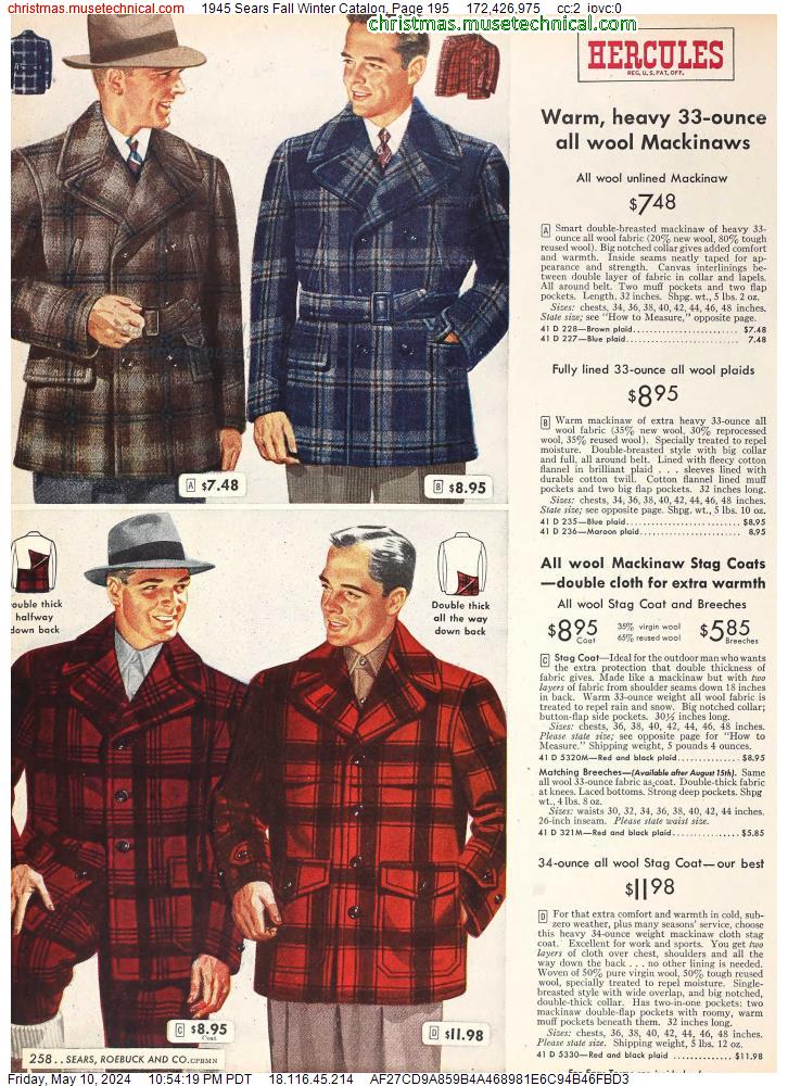 1945 Sears Fall Winter Catalog, Page 195
