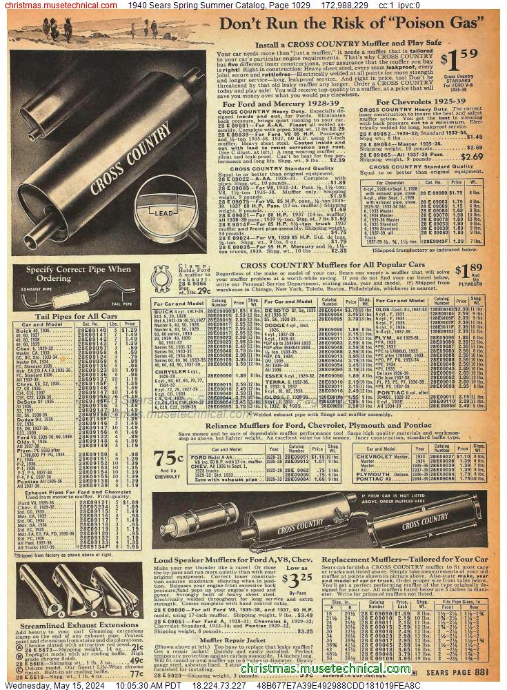 1940 Sears Spring Summer Catalog, Page 1029