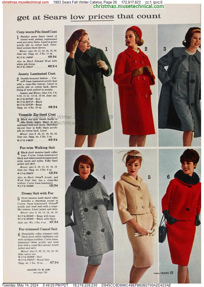 1963 Sears Fall Winter Catalog, Page 39
