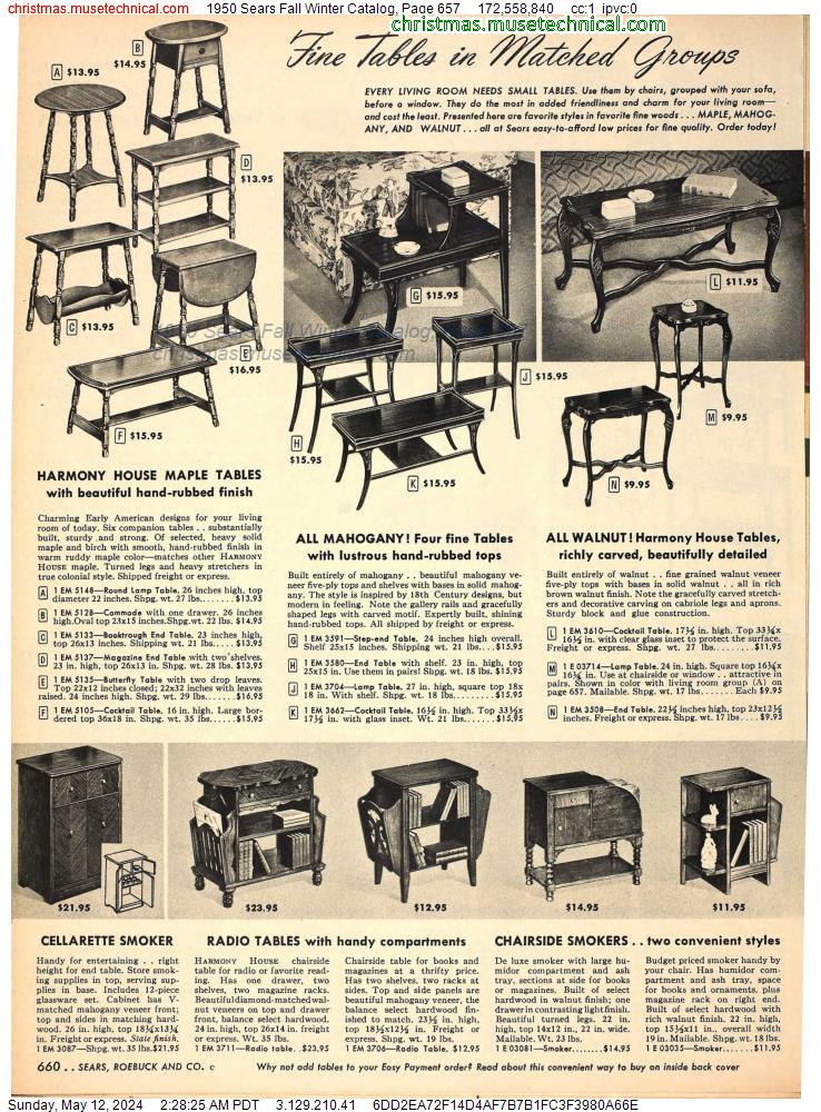 1950 Sears Fall Winter Catalog, Page 657