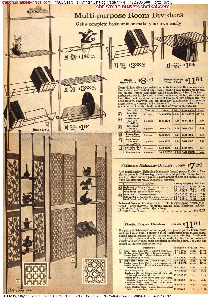 1962 Sears Fall Winter Catalog, Page 1444