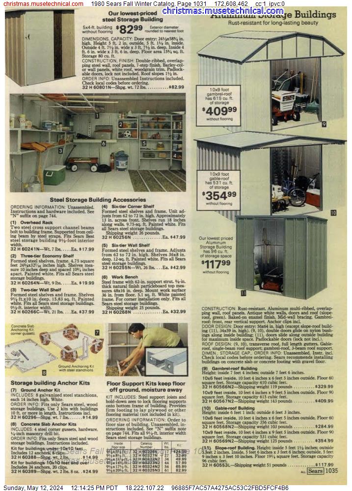 1980 Sears Fall Winter Catalog, Page 1031