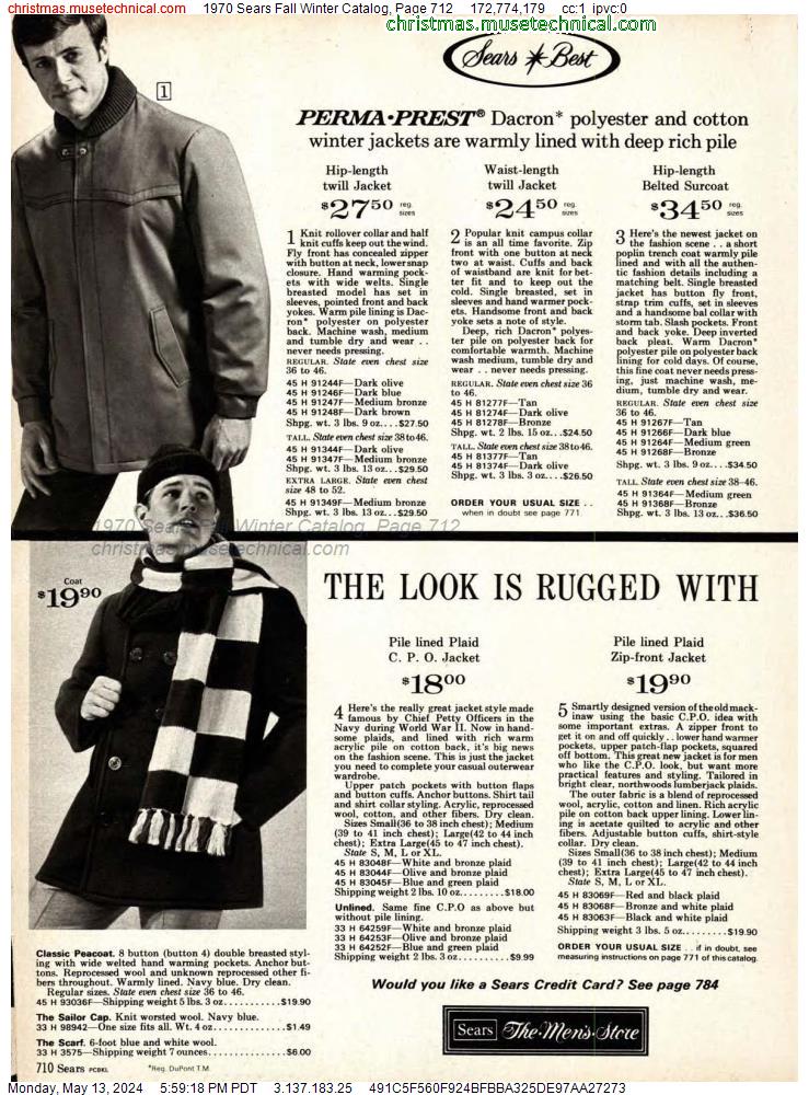 1970 Sears Fall Winter Catalog, Page 712