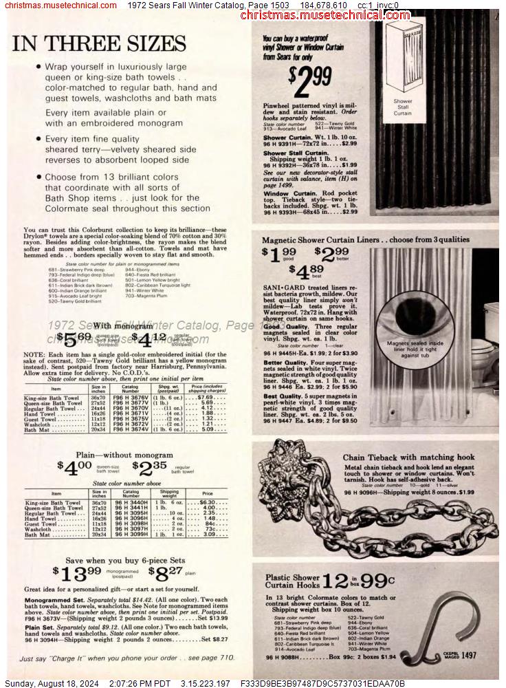 1972 Sears Fall Winter Catalog, Page 1503