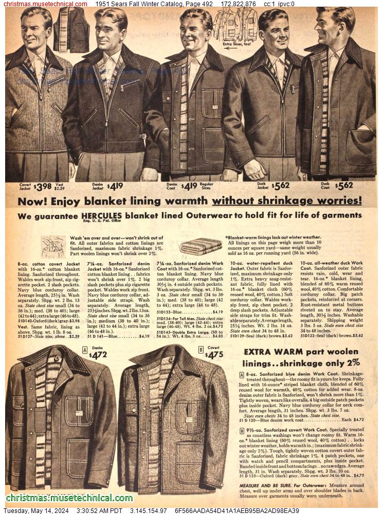 1951 Sears Fall Winter Catalog, Page 492