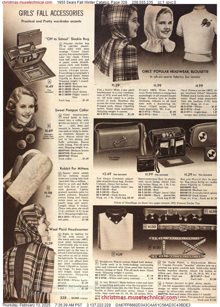 1955 Sears Fall Winter Catalog, Page 328