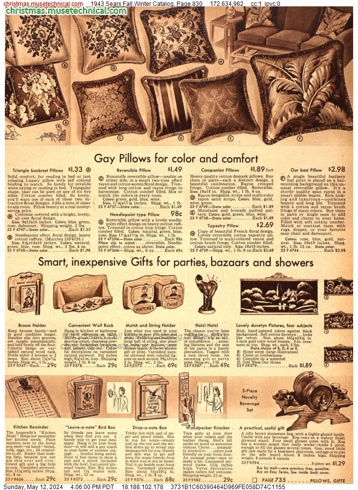 1943 Sears Fall Winter Catalog, Page 830