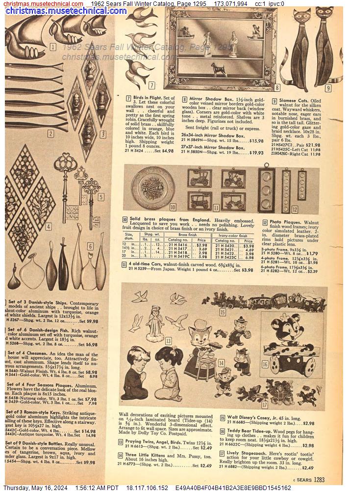1962 Sears Fall Winter Catalog, Page 1295