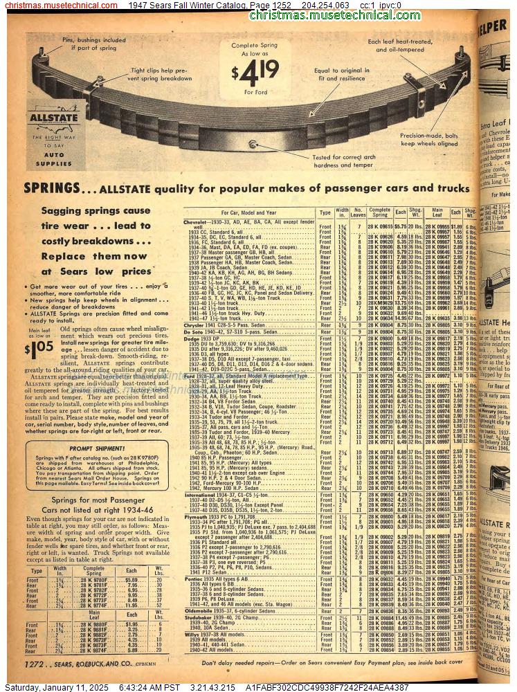 1947 Sears Fall Winter Catalog, Page 1252