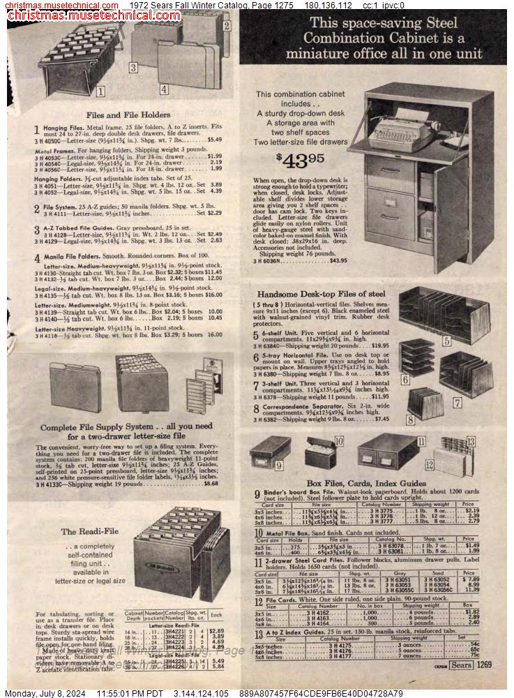 1972 Sears Fall Winter Catalog, Page 1275