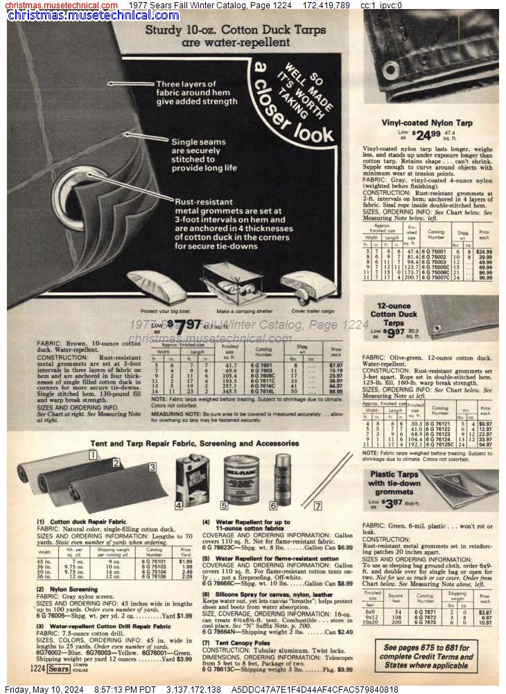 1977 Sears Fall Winter Catalog, Page 1224