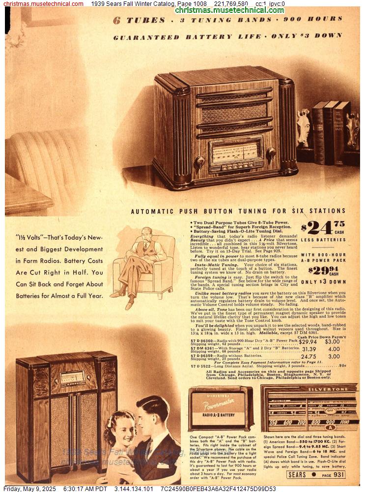 1939 Sears Fall Winter Catalog, Page 1008