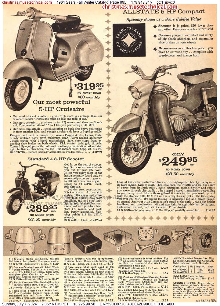 1961 Sears Fall Winter Catalog, Page 895
