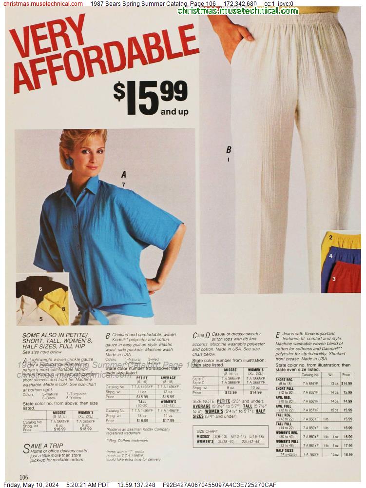 1987 Sears Spring Summer Catalog, Page 106