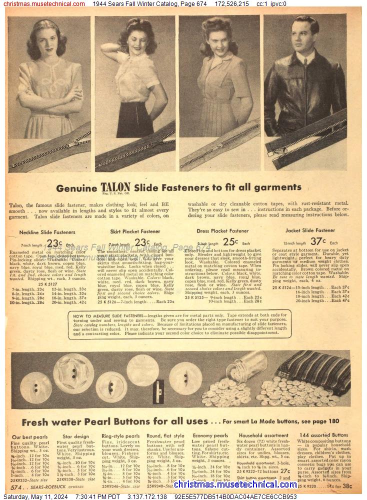 1944 Sears Fall Winter Catalog, Page 674
