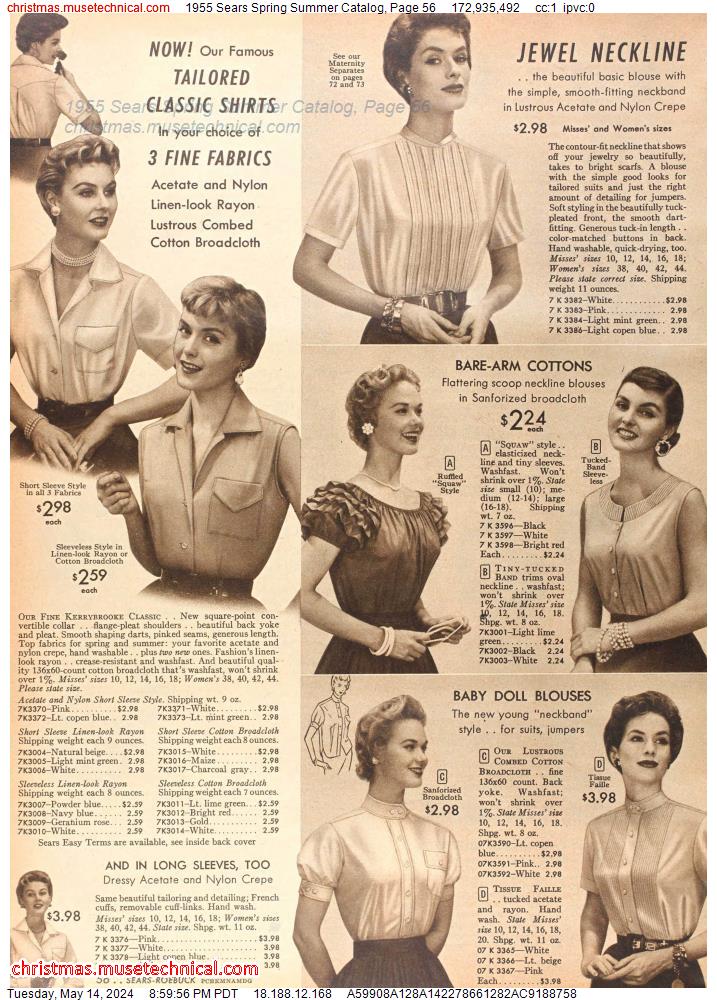 1955 Sears Spring Summer Catalog, Page 56