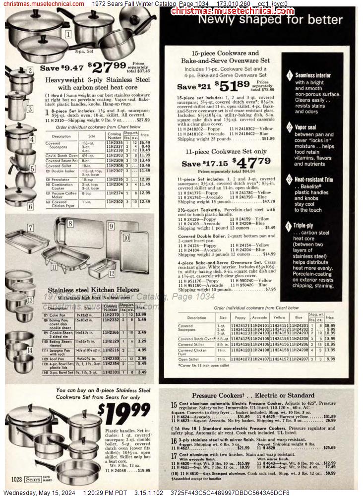 1972 Sears Fall Winter Catalog, Page 1034