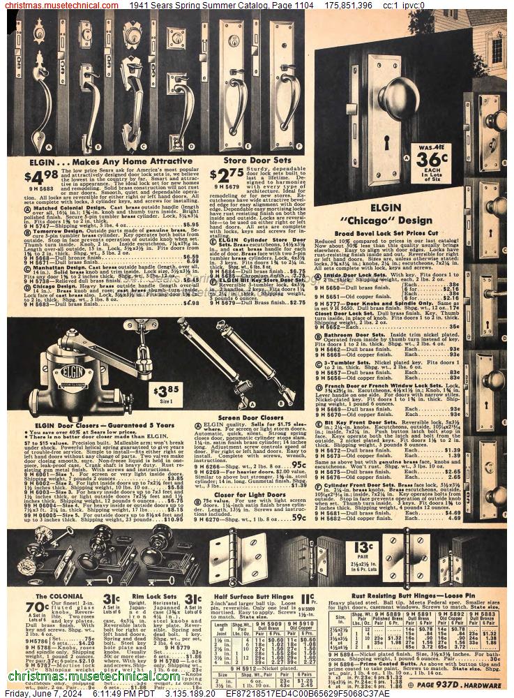 1941 Sears Spring Summer Catalog, Page 1104