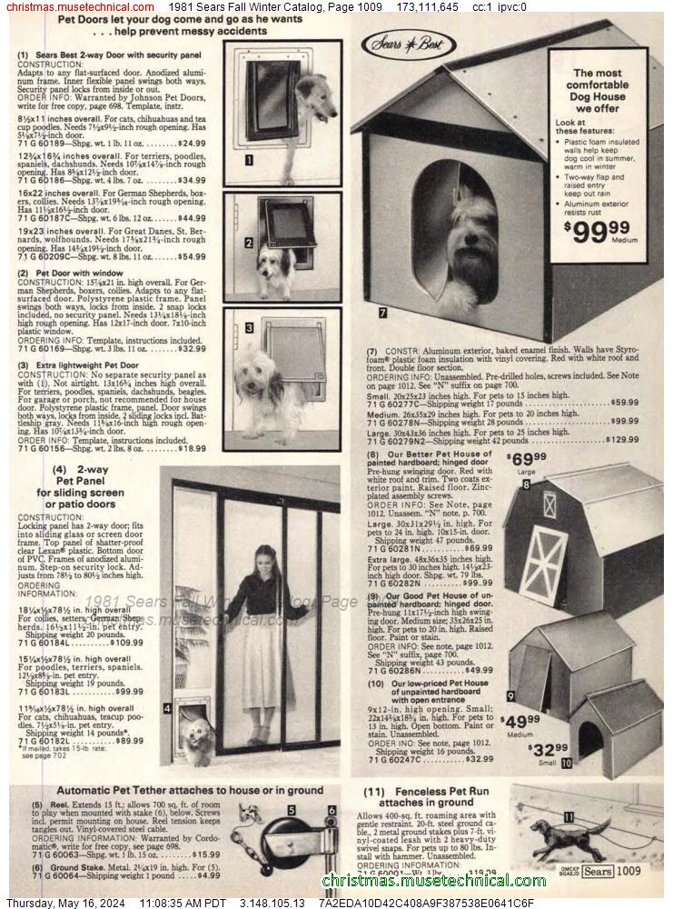 1981 Sears Fall Winter Catalog, Page 1009