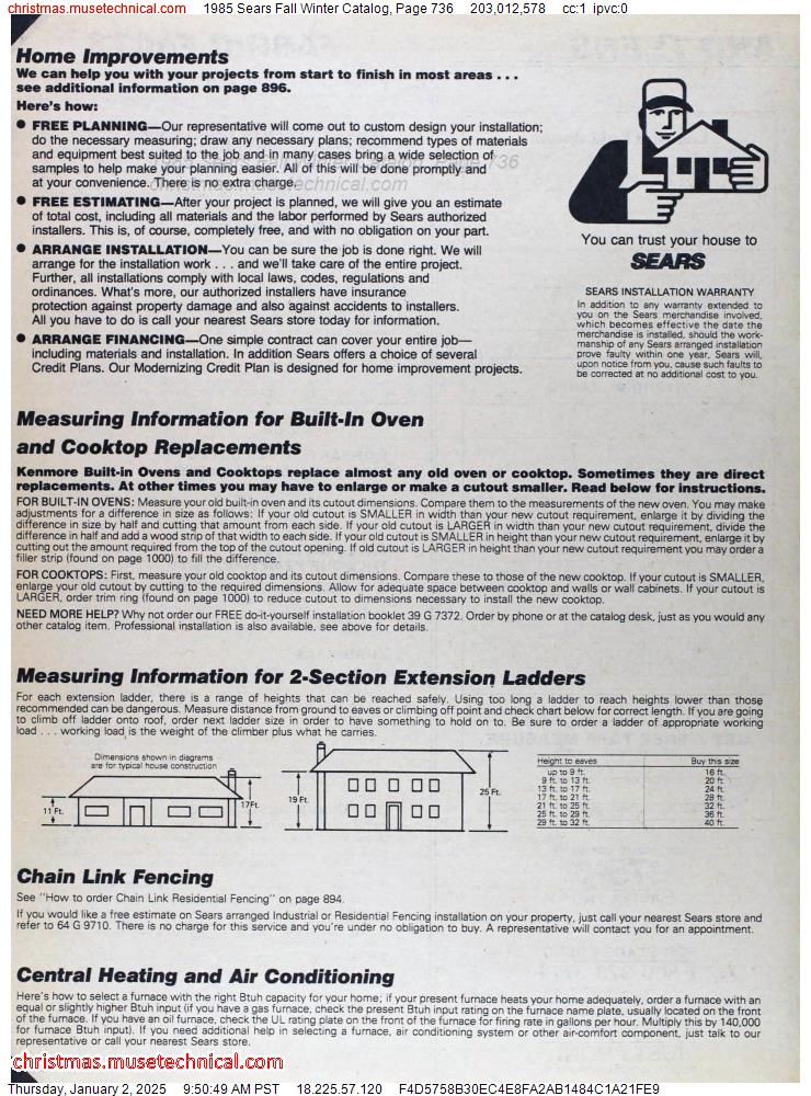 1985 Sears Fall Winter Catalog, Page 736